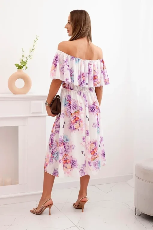 rochie-midi-alba-cu-umeri-goi-si-imprimeu-floral-mov