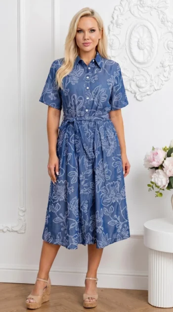 rochie-midi-albastra-cu-broderie-florala-si-cordon