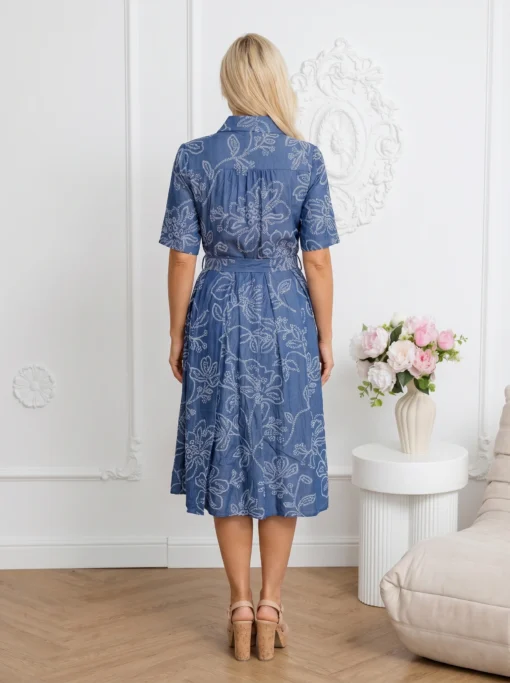 rochie-midi-albastra-cu-broderie-florala-si-cordon