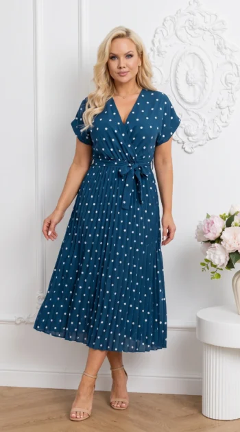 rochie-midi-albastra-din-vascoza-cu-buline-si-decolteu-petrecut