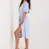 rochie-midi-bleu-cu-dungi-si-guler-volanat