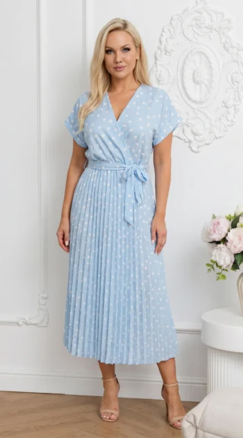 rochie-midi-bleu-din-vascoza-cu-buline-si-decolteu-petrecut