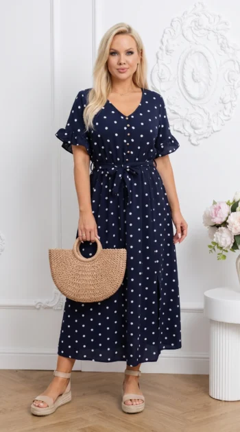 rochie-midi-bleumarin-cu-buline-albe-si-cordon-in-talie