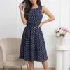 rochie-midi-bleumarin-din-bumbac-cu-buline-si-cordon-in-talie