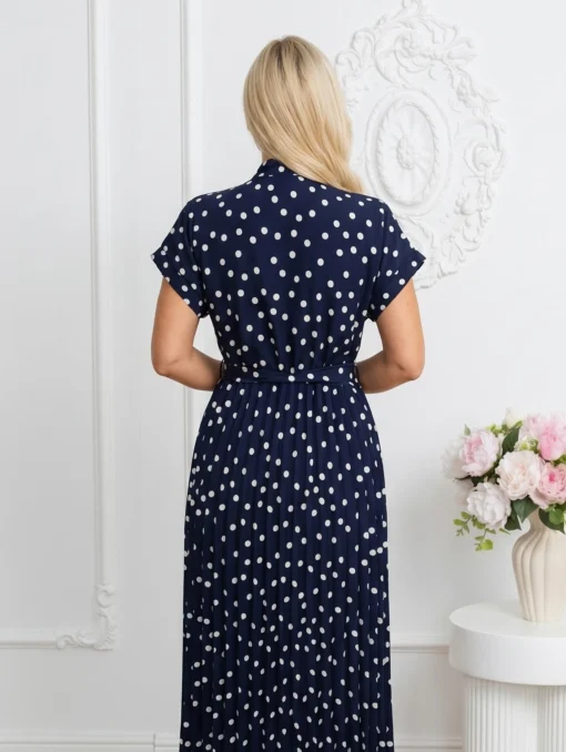 rochie-midi-bleumarin-plisata-cu-buline-si-decolteu-petrecut