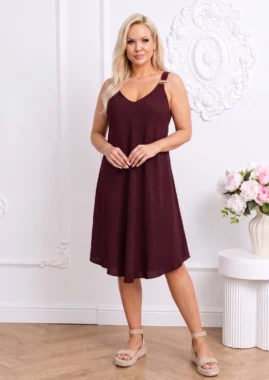 Rochie midi cu detaliu auriu pe bretele