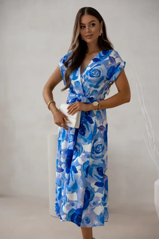 rochie-midi-cu-imprimeu-floral-albastru