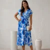 rochie-midi-cu-imprimeu-floral-albastru