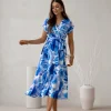 rochie-midi-cu-imprimeu-floral-albastru