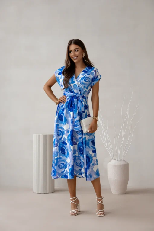 rochie-midi-cu-imprimeu-floral-albastru