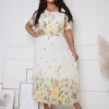 rochie-midi-cu-imprimeu-floral-galben-curea-si-pliuri-delicate
