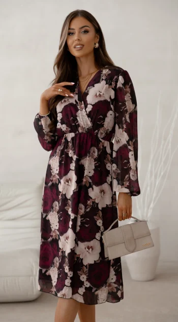 rochie-midi-cu-imprimeu-floral-in-nuante-bordo