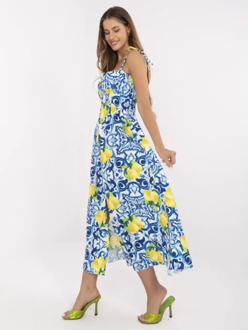 rochie-midi-cu-imprimeu-lamai-in-nuante-bleu-galben