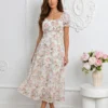 rochie-midi-de-vara-cu-maneci-bufante-si-imprimeu-floral-bej