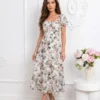 rochie-midi-de-vara-cu-maneci-bufante-si-imprimeu-floral-verde