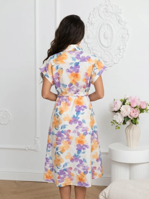 rochie-midi-din-bumbac-cu-imprimeu-floral-pastelat