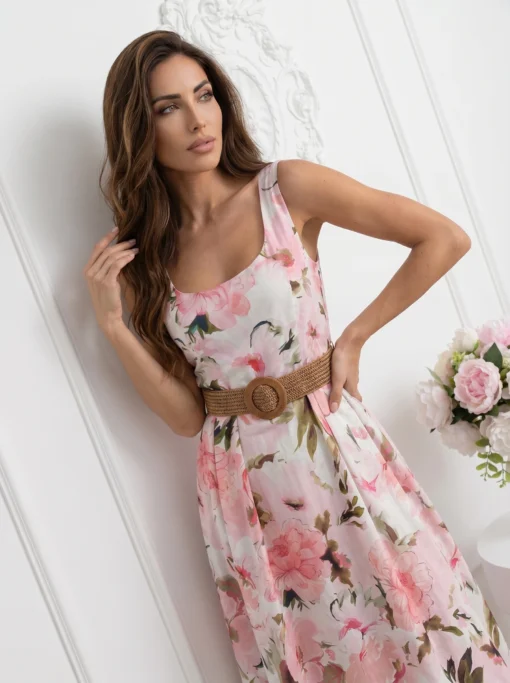 rochie-midi-din-bumbac-cu-imprimeu-floral-si-curea