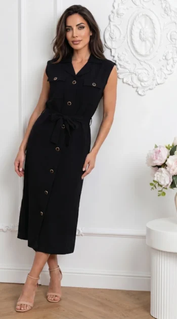 rochie-midi-din-bumbac-tip-camasa-cu-nasturi-si-cordon-bej