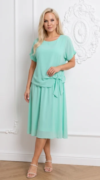 rochie-midi-din-voal-cu-aspect-de-compleu-si-funda-in-talie