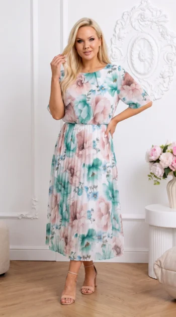 rochie-midi-din-voal-plisat-cu-imprimeu-floral-si-elastic-in-talie