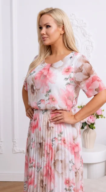 rochie-midi-din-voal-plisat-cu-imprimeu-floral-si-elastic-in-talie
