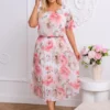 rochie-midi-din-voal-plisat-cu-imprimeu-floral-si-elastic-in-talie