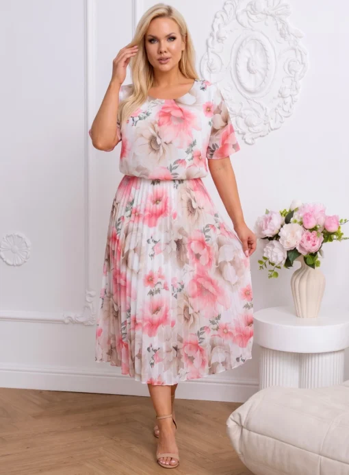 rochie-midi-din-voal-plisat-cu-imprimeu-floral-si-elastic-in-talie