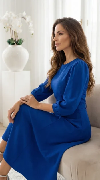 rochie-midi-eleganta-albastru-regal-cu-curea-in-talie