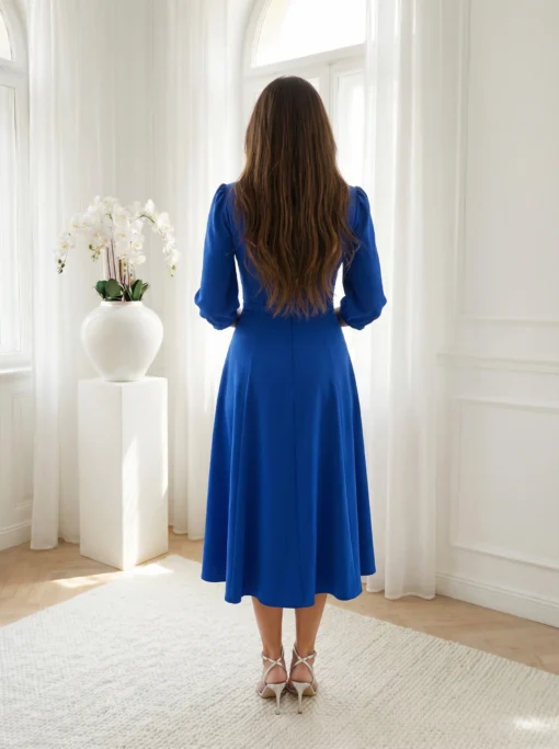 rochie-midi-eleganta-albastru-regal-cu-curea-in-talie