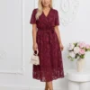 rochie-midi-eleganta-bordo-cu-textura-florala