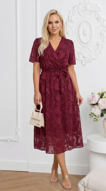 rochie-midi-eleganta-bordo-cu-textura-florala