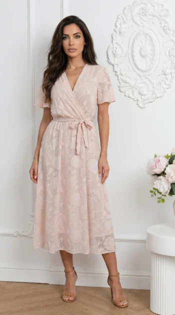 rochie-midi-eleganta-crem-cu-textura-florala