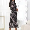 rochie-midi-eleganta-cu-imprimeu-abstract-in-nuante-de-bej-si-negru