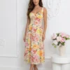 rochie-midi-eleganta-cu-imprimeu-floral-galben-si-bust-tip-corset