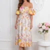 rochie-midi-eleganta-cu-umerii-lasati-maneci-bufante-si-imprimeu-floral-bogat-galben