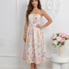 rochie-midi-eleganta-din-bumbac-cu-imprimeu-floral-dungat