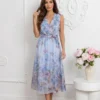 rochie-midi-eleganta-din-tencel-cu-imprimeu-floral-albastru