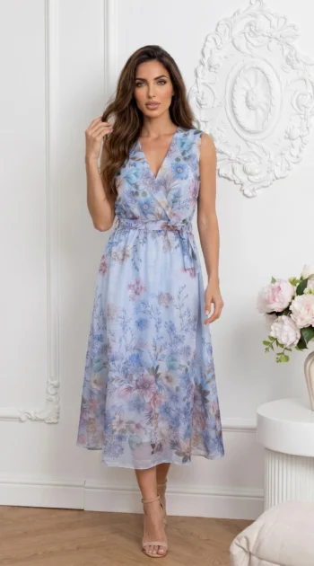 rochie-midi-eleganta-din-tencel-cu-imprimeu-floral-albastru