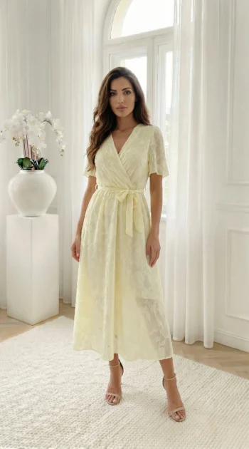 rochie-midi-eleganta-galben-pai-cu-textura-florala