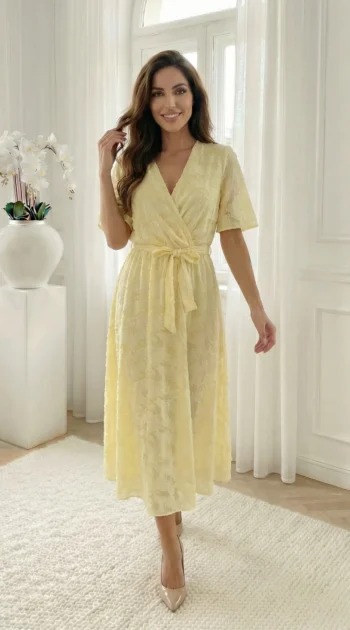 rochie-midi-eleganta-galben-pastel-cu-textura-florala