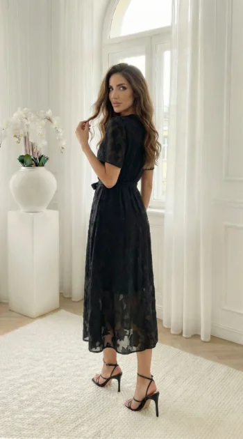 rochie-midi-eleganta-neagra-cu-textura-florala