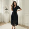 rochie-midi-eleganta-neagra-cu-textura-florala
