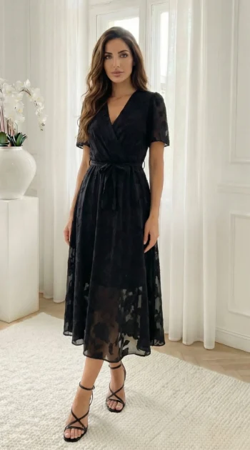 rochie-midi-eleganta-neagra-cu-textura-florala