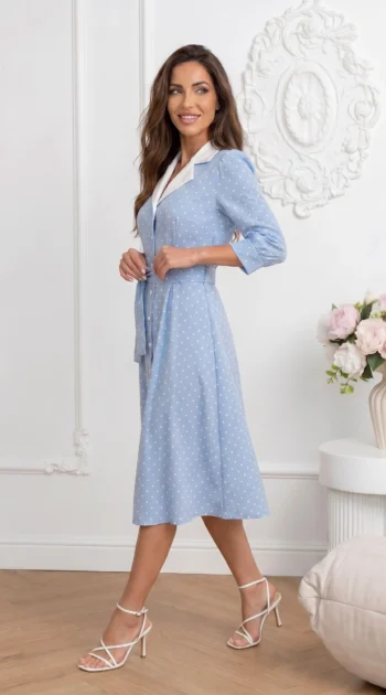 rochie-midi-eleganta-rosie-cu-buline-si-aspect-satinat