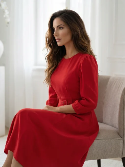 rochie-midi-eleganta-rosie-cu-curea-in-talie