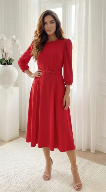 rochie-midi-eleganta-rosie-cu-curea-in-talie