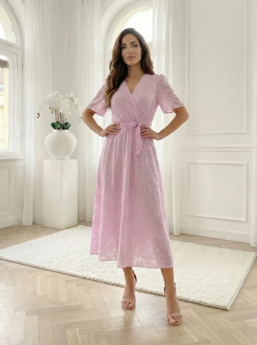 rochie-midi-eleganta-roz-cu-textura-florala