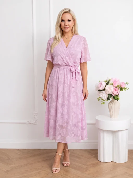 rochie-midi-eleganta-roz-cu-textura-florala