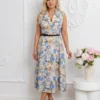 rochie-midi-eleganta-tip-sacou-cu-imprimeu-floral-si-curea