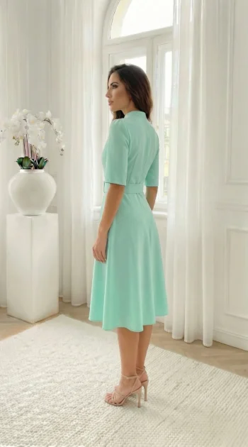 rochie-midi-eleganta-verde-menta-cu-nasturi-tip-perla-si-curea
